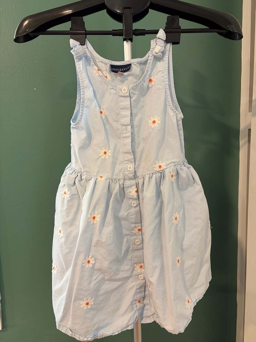Andy & Evan Dress Size 6X Light Blue Daisy Embroidered